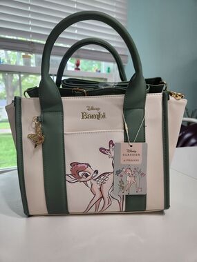 Primark Cream and Green Disney Bambi Tote with Gold Charm